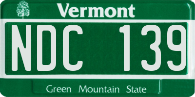 VT license plate NDC139