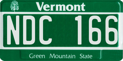 VT license plate NDC166
