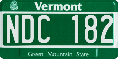 VT license plate NDC182