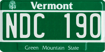 VT license plate NDC190