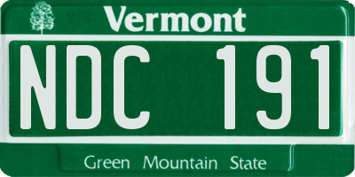 VT license plate NDC191