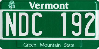 VT license plate NDC192