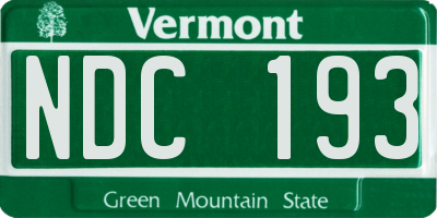 VT license plate NDC193