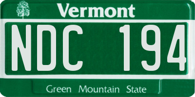 VT license plate NDC194