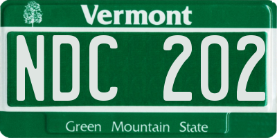 VT license plate NDC202
