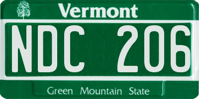 VT license plate NDC206