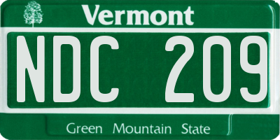 VT license plate NDC209