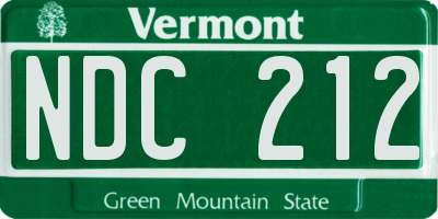 VT license plate NDC212