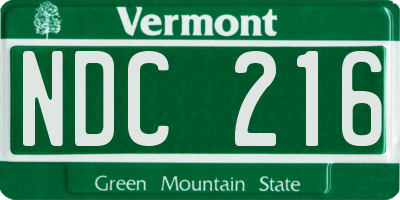 VT license plate NDC216