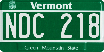 VT license plate NDC218