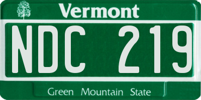 VT license plate NDC219