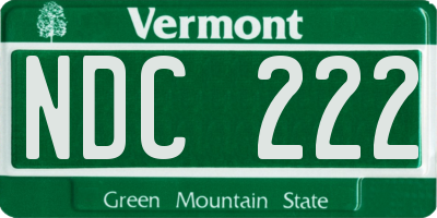 VT license plate NDC222
