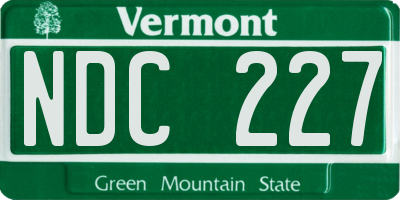 VT license plate NDC227