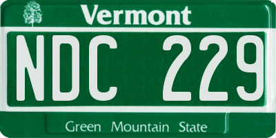 VT license plate NDC229