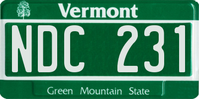 VT license plate NDC231