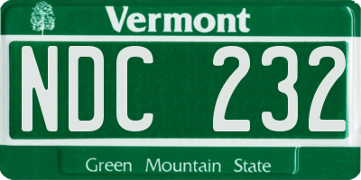 VT license plate NDC232