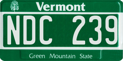 VT license plate NDC239