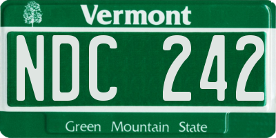 VT license plate NDC242