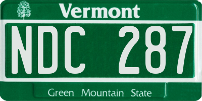 VT license plate NDC287