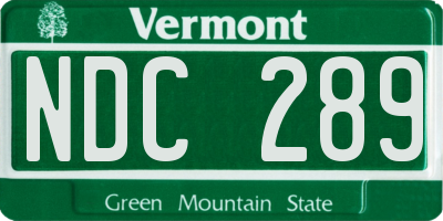 VT license plate NDC289
