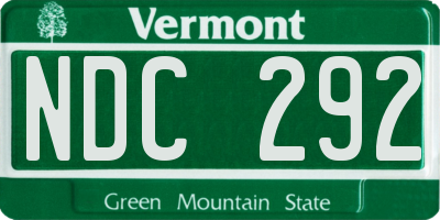 VT license plate NDC292