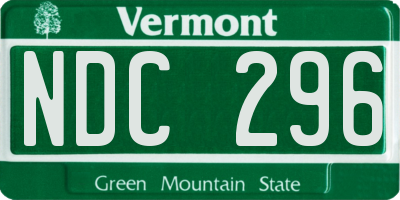 VT license plate NDC296