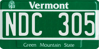 VT license plate NDC305