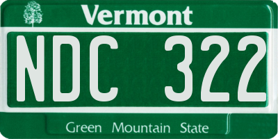 VT license plate NDC322