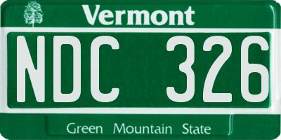 VT license plate NDC326