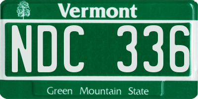 VT license plate NDC336