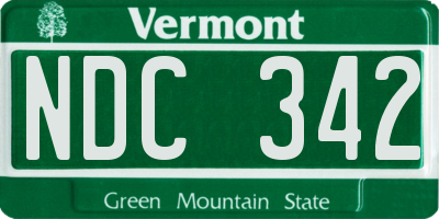 VT license plate NDC342