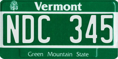 VT license plate NDC345