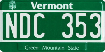 VT license plate NDC353