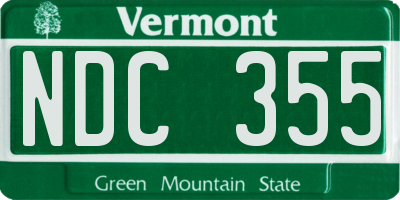 VT license plate NDC355