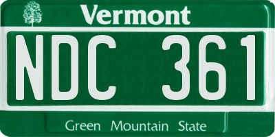 VT license plate NDC361