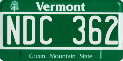 VT license plate NDC362