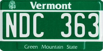 VT license plate NDC363