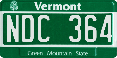 VT license plate NDC364