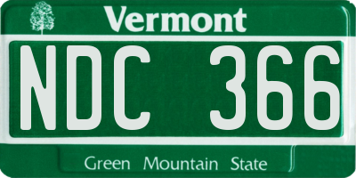 VT license plate NDC366