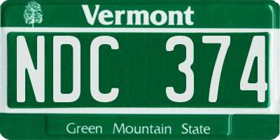 VT license plate NDC374