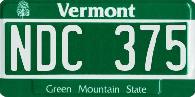 VT license plate NDC375