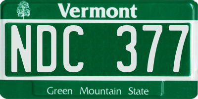 VT license plate NDC377