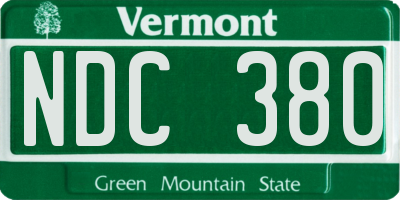 VT license plate NDC380