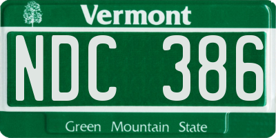 VT license plate NDC386