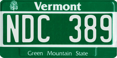 VT license plate NDC389