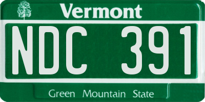 VT license plate NDC391