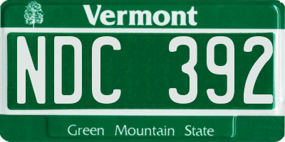 VT license plate NDC392