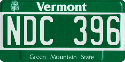 VT license plate NDC396