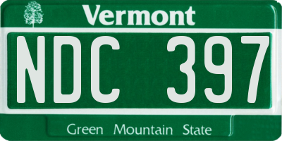 VT license plate NDC397