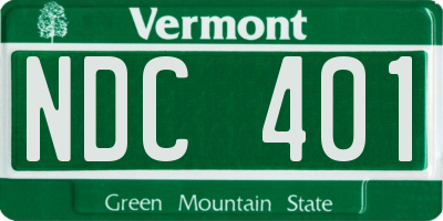 VT license plate NDC401